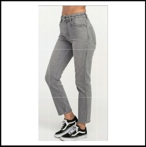 RVCA Vintage style grey straight crop denim